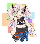  :p akanbe bow hair_ornament hairclip kaguya_luna kaguya_luna_(character) kidanieru ribbon silver_hair tongue tongue_out twintails upper_body virtual_youtuber white_ribbon wrist_ribbon x_hair_ornament 