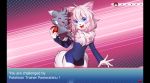  ambiguous_gender anthro blue_eyes canine clothed clothing cute dog duo espurr female fluffy fur mammal nintendo open_mouth pok&eacute;ball pok&eacute;mon pok&eacute;mon_(species) pok&eacute;mon_trainer pomeranian pomeraninu rekuuhh text video_games white_fur 