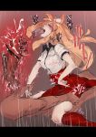  1girl animal_ear_fluff animal_ears bar_censor breasts brown_hair censored clothed_sex cowgirl_position cross-section cum cum_in_pussy fate/extra fate/extra_ccc fate/extra_ccc_fox_tail fate_(series) fox_ears fox_tail girl_on_top hetero highres kitsune long_hair overflow penis red_skirt sex skirt straddling suzuka_gozen_(fate) tail val_(escc4347) wrist_grab yellow_eyes 
