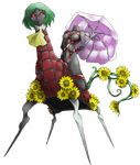  bdsm commentary_request flower full_body green_hair kazami_yuuka lowres mazeran no_humans persona plaid plant red_eyes shibari short_hair sunflower touhou transparent_background umbrella vines wooden_horse 