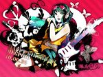  bad_id bad_pixiv_id bird boots goggles goggles_on_head green_eyes green_hair guitar gumi instrument microphone s_(torat) short_hair skirt smile solo vocaloid 