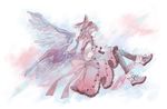  bad_id bad_pixiv_id bow chachi_(azuzu) closed_eyes dress earrings floating green_nails hat jewelry large_bow music mystia_lorelei nail_polish open_mouth pink_hair profile shoes short_hair singing solo touhou winged_shoes wings 