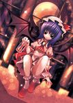  bad_id bad_pixiv_id bat_wings catbell hat highres hourglass purple_hair red_eyes remilia_scarlet short_hair solo touhou wings 