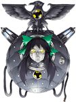  black_hair bow commentary_request full_body green_bow hair_bow long_hair lowres mazeran mechanization persona reiuji_utsuho solo touhou transparent_background 