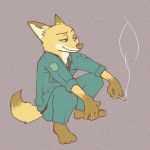  2018 anthro canine cigarette clothed clothing disney fox fur g0masolt hi_res male mammal nick_wilde smoking solo zootopia 