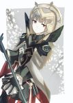  armor black_armor black_gloves cape closed_mouth commentary_request crown fire_emblem fire_emblem_heroes gloves grey_hair hair_ornament highres long_hair long_sleeves miroia red_eyes shoulder_armor solo veronica_(fire_emblem) 