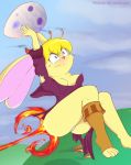  2018 bianca_(spyro) blonde_hair boots breasts butt clothing dashboom egg female fire footwear fur hair lagomorph mammal panties rabbit robe solo underwear video_games wardrobe_malfunction yellow_fur 