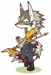  2018 anthro canine clothed clothing fur hi_res hoodie looking_at_viewer male mammal open_hoodie pochitoram seth_(tas) solo tokyo_afterschool_summoners 