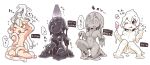  &gt;_&lt; 1girl :p blush_stickers breasts chibi cream messy musical_note nude open_mouth original sakamoto_ahiru shiny short_hair simple_background sitting spoken_musical_note tongue tongue_out translated white_background white_hair 