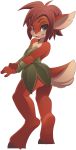  2018 alpha_channel anthro brown_fur brown_hair cervine digital_media_(artwork) elora female fur green_eyes hair hooves looking_at_viewer mammal multicolored_fur phation rear_view satyr short_hair simple_background smile solo spyro_the_dragon standing transparent_background two_tone_fur video_games 