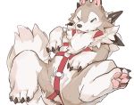  2017 4_toes ambiguous_gender black_nose claws feral kuritama lycanroc nintendo pawpads paws pok&eacute;mon pok&eacute;mon_(species) simple_background solo toe_claws toes tongue tongue_out tuft video_games white_background 