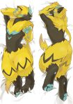  4_fingers ambiguous_gender anthro claws fangs kuritama looking_at_viewer lying nintendo open_mouth pawpads paws pok&eacute;mon pok&eacute;mon_(species) solo toe_claws toes tongue tongue_out video_games whiskers zeraora 