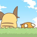  2016 ambiguous_gender cloud dedenne duo feral grass nintendo outside pok&eacute;mon pok&eacute;mon_(species) raichu rairai-no26-chu sky video_games 