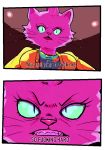  angry anthro bojack_horseman breasts cat clothed clothing comic dbaru dialogue digital_media_(artwork) english_text fangs feline female first_person_view frown fur hi_res looking_at_viewer looking_down low-angle_view mammal open_mouth pink_fur princess_carolyn profanity slit_pupils solo standing text whiskers 