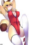  2018 anthro blonde_hair blush breasts brown_eyes buried_frog canine clothing female footwear fox hair high_heels looking_at_viewer mammal shoes solo 