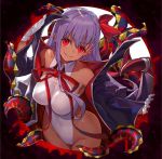  bare_shoulders bb_(fate)_(all) bb_(swimsuit_mooncancer)_(fate) black_coat breasts fate/grand_order fate_(series) gloves large_breasts leotard long_hair looking_at_viewer popped_collar purple_hair red_eyes shirabi smile solo tan tentacles vampire_costume very_long_hair white_gloves white_leotard 