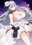  alternate_costume armpits artist_request azur_lane bangs blurry blurry_background blush breasts bridal_veil bride church cleavage commentary_request cowboy_shot dress elbow_gloves eyebrows_visible_through_hair floating_hair flower garter_straps gloves graf_zeppelin_(azur_lane) hair_between_eyes highres jewelry lace lace-trimmed_thighhighs large_breasts light_particles long_hair looking_at_viewer messy_hair night open_mouth petals red_eyes ring rose sidelocks silver_hair sky smile sparkle star_(sky) starry_sky thighhighs thighs tiara transparent user_jgpt8385 veil wedding_dress wedding_ring white_dress white_flower white_gloves white_legwear white_rose 