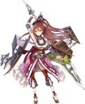  architecture breasts brown_hair castle cleavage east_asian_architecture eyebrows_visible_through_hair full_body holding holding_spear holding_weapon iwamura_(oshiro_project) large_breasts looking_at_viewer official_art oshiro_project oshiro_project_re polearm ponytail red_legwear sandals solo spear taicho128 thighhighs transparent_background weapon yellow_eyes 