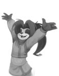  bear clothing cub dogyd female li_li_stormstout mammal monochrome pandaren simple_background smile solo standing video_games warcraft white_background young 