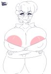  2018 anthro anthrofied areola big_areola big_breasts breasts cleavage clothed clothing digital_media_(artwork) ear_piercing earth_pony equine eyewear female friendship_is_magic fully_clothed glasses hair half-closed_eyes hand_on_hip horse huge_breasts mammal mature_female ms_harshwhinny_(mlp) my_little_pony nipple_bulge piercing pixel_(artwork) pony short_hair simple_background slightly_chubby smutbooru solo standing thick_thighs voluptuous white_background wide_hips 