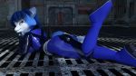  2018 3d_(artwork) anthro bodysuit breasts butt canine clothed clothing digital_media_(artwork) female fox hi_res krystal looking_at_viewer lying mammal nintendo on_front skinsuit smile solo star_fox tight_clothing torqueemup video_games 