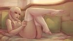  ass blonde_hair braids breasts couch final_fantasy final_fantasy_xiv green_eyes hyur long_hair nipples nude pussy soranamae stockings thighhighs twintails uncensored 