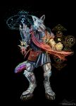  anthro armor canine charm clothed clothing colored_nails detailed fluffy gem heterochromia jewelry lupinedream magic magic_user male mammal runes satchel spiffydragon wolf 