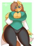 2018 anthro big_breasts blonde_hair brasts breasts cleavage clothed clothing equine eyewear fan_character female glasses green_eyes hair horse kloudmutt mammal my_little_pony pony solo 
