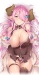  :o ass_visible_through_thighs black_gloves blue_eyes braid breasts brown_legwear brown_panties cleavage cleavage_cutout draph elbow_gloves fingerless_gloves gloves granblue_fantasy hair_ornament hair_over_one_eye heart heart_hands highres horns large_breasts lavender_hair long_hair looking_at_viewer lying narmaya_(granblue_fantasy) on_back open_mouth panties puckered_lips shiny shiny_hair single_thighhigh skindentation sleeveless sleeveless_coat solo tareme thigh_strap thighhighs thomasz underwear upper_body very_long_hair 
