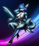  abstract_background anthro breasts female finir fish hair looking_at_viewer marine shark smile solo thick_thighs wide_hips 