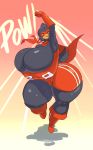  anthro avian big_breasts bird breasts busty_bird cape clothed clothing eyemask female gloves huge_breasts hyper hyper_breasts overweight overweight_female solo standing thick_thighs voluptuous whatinsomnia 