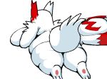  2018 ambiguous_gender animated anthro breasts butt duo female fluffy fluffy_tail fur gittigiti herpestid looking_back loop lying mammal nintendo on_back on_front pok&eacute;mon pok&eacute;mon_(species) presenting pussy simple_background slightly_chubby thick_thighs video_games white_background white_fur zangoose 