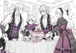 3boys alicest0113 brothers butler cake cake_stand closed_eyes cup deere_(fire_emblem_if) european_clothes family father_and_son female_my_unit_(fire_emblem_if) fire_emblem fire_emblem_if food gloves husband_and_wife joker_(fire_emblem_if) kanna_(fire_emblem_if) mother_and_son multiple_boys my_unit_(fire_emblem_if) pointy_ears ponytail siblings smile tea tea_set teacup white_hair 