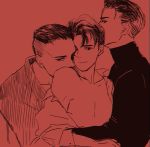  3boys connor_(detroit) detroit:_become_human elijah_kamski kiss multiple_boys neck_kiss yaoi 