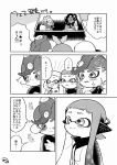  1boy 4girls blush comic commentary_request crown dark_skin domino_mask fangs hime_(splatoon) iida_(splatoon) inkling kirikuchi_riku long_hair makeup mascara mask medium_hair mohawk multiple_girls octarian octoling open_mouth pointy_ears short_hair smile sparkle splatoon splatoon_(series) splatoon_2 splatoon_2:_octo_expansion squidbeak_splatoon suction_cups tentacle_hair translation_request 