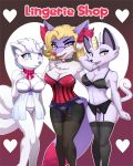  &lt;3 &lt;3_background 2016 4_fingers absurd_res alolan_meowth alolan_vulpix anthro anthrofied babydoll bedroom_eyes big_breasts biped black_eyes black_nose blonde_hair blue_eyes blue_nose bra braixen breasts bustier canine cheek_tuft choker cleavage clothed clothing curled_tail digital_drawing_(artwork) digital_media_(artwork) dipstick_tail embrace english_text eyelashes eyewear fan_character feline female fist front_view fur garter_belt garter_straps glasses gradient_background grey_background grey_fur grey_sclera grey_tail group hair half-closed_eyes hand_behind_head hand_on_breast hi_res humanoid_hands inner_ear_fluff knock_kneed legwear lingerie long_tail looking_aside looking_at_viewer looking_away lucy_weissheit mammal metaljaw75 multi_tail multicolored_fur multicolored_tail neck_tuft nintendo open_mouth open_smile outline panties pince-nez pink_fur pink_nose pink_tail pinup pok&eacute;mon pok&eacute;mon_(species) pok&eacute;morph portrait pose purple_fur purple_tail raised_arm red_background regional_variant ribbons seductive shiny_pok&eacute;mon shoulder_tuft shy side_by_side simple_background size_difference slit_pupils small_wait smile smirk smug snout standing text thigh_highs three-quarter_portrait tuft underwear video_games voluptuous waist_grab white_eyes white_fur white_hair white_tail wide_hips yellow_sclera 