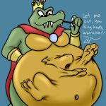  abdominal_bulge alligator anthro crocodilian donkey_kong_(series) english_text king_k_rool male male_pred nintendo reptile scalie soft_vore text unknown_artist video_games vore 