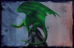  2018 digital_media_(artwork) dragon feral ferrety-lixciaa green_scales horn jasafarid membranous_wings scales scalie simple_background solo western_dragon wings 
