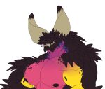  anthro big_biceps big_horns big_pecs bust_portrait cigarette demondragoncyan flexing horn hyper hyper_muscles looking_at_viewer male muscular nergigante nipples pecs portrait purple_scales red_eyes scales simple_background smoking solo teeth white_background yellow_scales 
