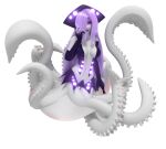  3d blush glowing kraken_(monster_girl_encyclopedia) looking_at_viewer monster_girl purple_hair tentacle white_skin 