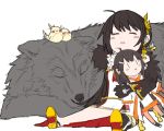  ara_han bird black_hair chick doll elsword hair_ornament hairpin hua_ge_pi long_hair sakra_devanam_(elsword) sketch sleeping wolf yama_raja_(elsword) |_| 