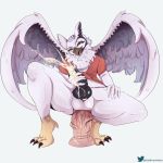  abdominal_bulge anal anal_penetration anthro avian balls beak coldfrontvelvet cum cum_while_penetrated cumshot dildo dildo_sitting ejaculation erection feathered_wings feathers gryphon knot male masturbation orgasm penetration sex_toy smile solo spread_legs spreading wings 