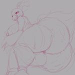  anthro big_breasts big_butt blush breasts butt coldfrontvelvet combusken female huge_breasts huge_butt hyper hyper_butt lying monochrome nintendo nipples on_side open_mouth pok&eacute;mon pok&eacute;mon_(species) sketch solo thick_thighs video_games voluptuous 