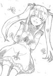  coma_(macaron) commentary_request dress ear_covers long_hair lymle_lemuri_phi monochrome solo star_ocean star_ocean_the_last_hope thighhighs twintails 