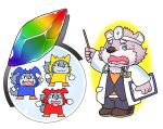  2017 anthro bear canine clothed clothing dr._mario fur group humanoid_hands jambavan male mammal parody pink_fur star_parlor tokyo_afterschool_summoners tongue tongue_out 