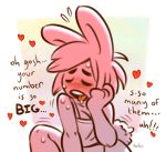  &lt;3 anthro blush dialogue drooling eyes_closed female hair invalid_tag lagomorph mammal open_mouth panken rabbit saliva short_hair solo suggestive_dialogue sweat tongue tongue_out 