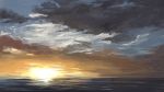  cloudy_sky no_humans ocean original outdoors scenery seascape sky sunset tamae_(pixiv40276) water 