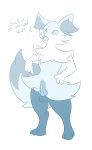  2018 anthro balls biped braixen canine fur hi_res inner_ear_fluff male mammal nintendo nude open_mouth pok&eacute;mon pok&eacute;mon_(species) simple_background solo someindecentfellow text video_games 