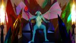 2018 3d_(artwork) absurd_res anthro anus areola bckiwi breasts chair claws digital_media_(artwork) dragon eyelashes female fire friendship_is_magic gem hi_res horn looking_at_viewer membranous_wings my_little_pony nipples nude princess princess_ember_(mlp) pussy royalty scales scalie solo staff throne wings 