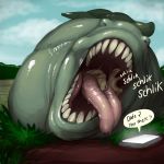  2018 azathura cellphone cloud dialogue dirt duo english_text fingers gaping_mouth grass hi_res human humanoid_hands invalid_tag jess lying mammal open_mouth outside phone reptile saliva scalie sky speech_bubble swallowing teeth text tongue tongue_out vore 